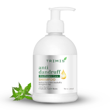 TRIMIS Bio-Protein Care Anti Dandruff Shampoo – Up to 100% Dandruff Reduction | With Salicylic Acid, Biotin & Natural Extracts | Sulfate-Free, Vegan & Cruelty-Free | 300ml